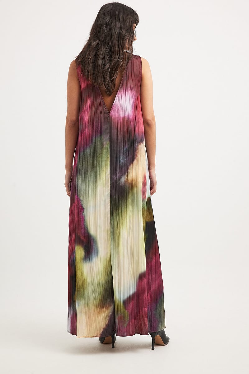 Printed Deep Back Maxi Dress