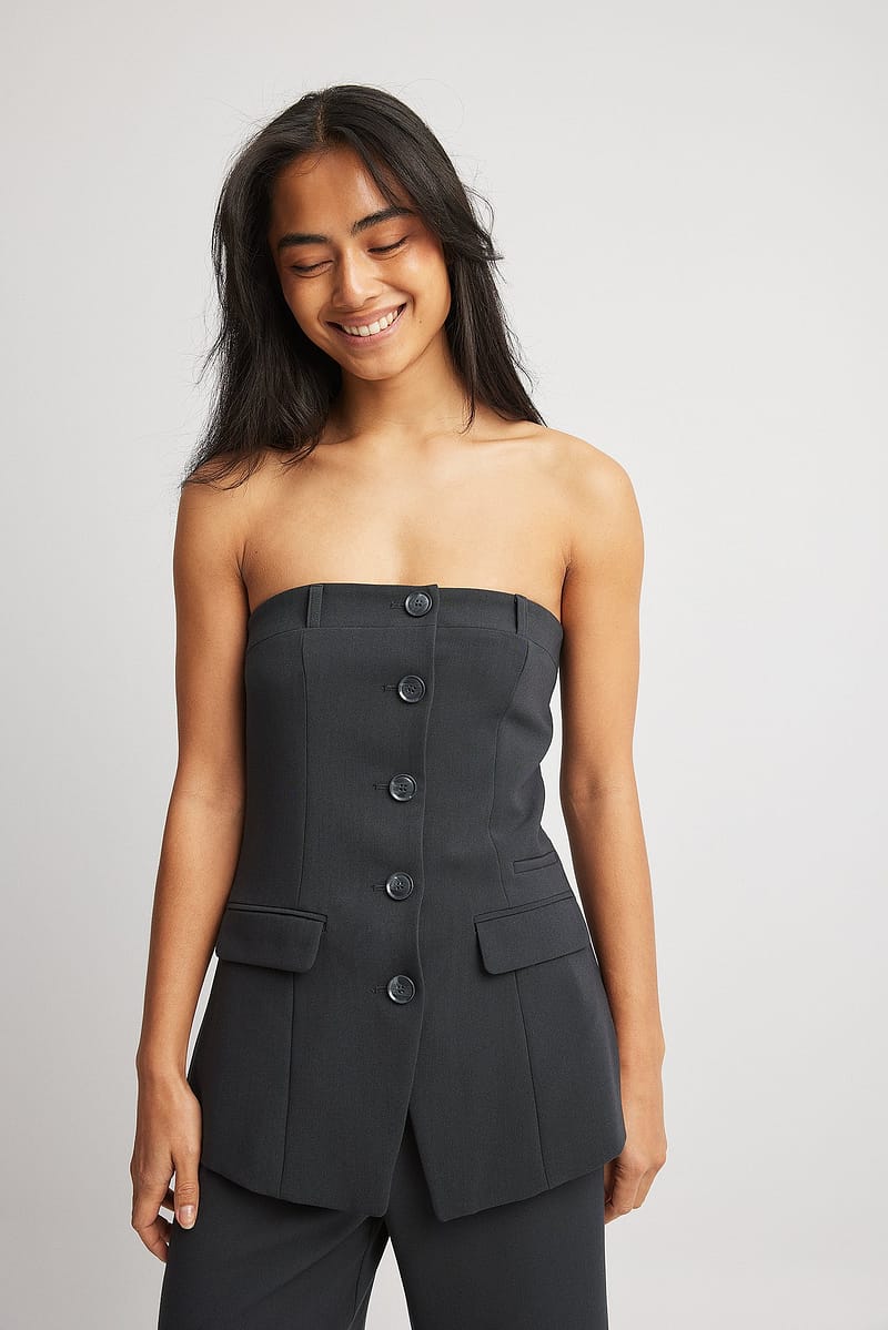 Buttoned Off Shoulder Vest Top