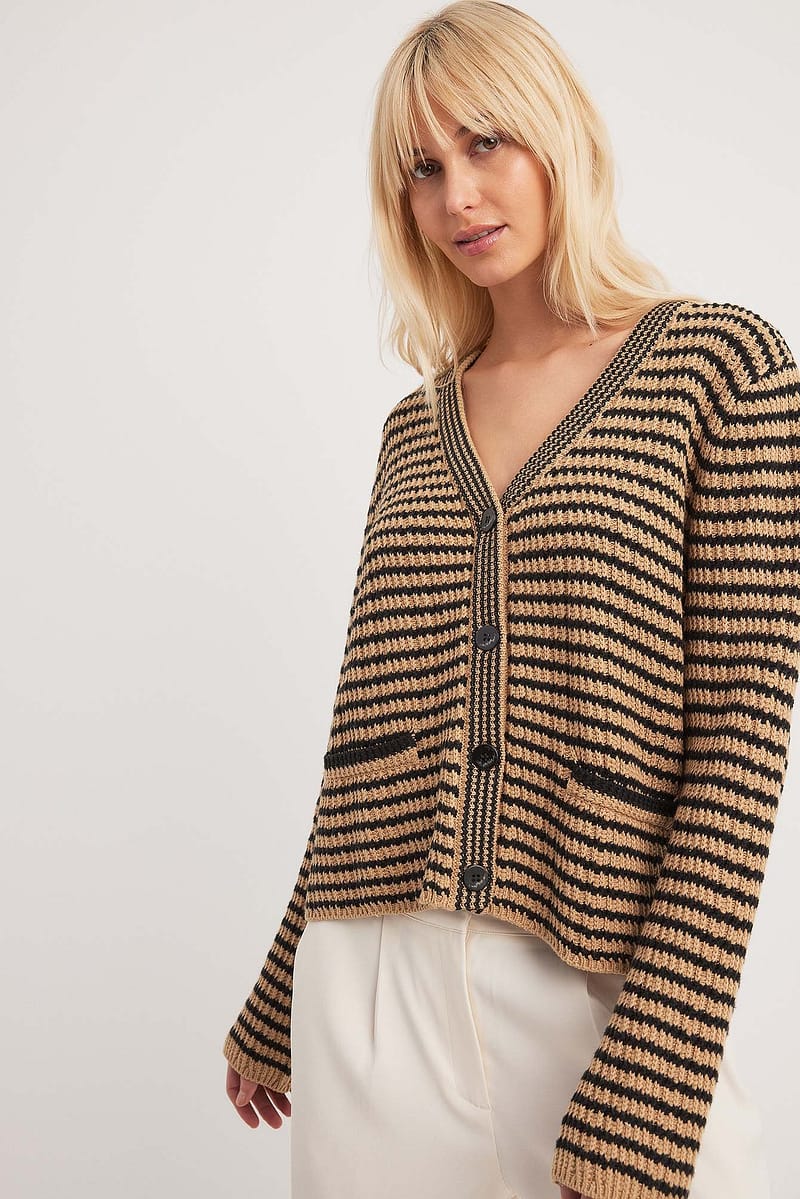 Oversized Striped Knitted Cardigan