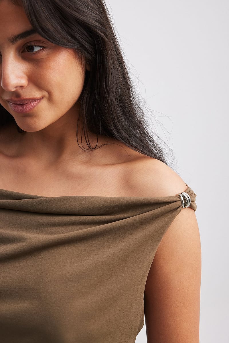 Off Shoulder Buckle Detail Top