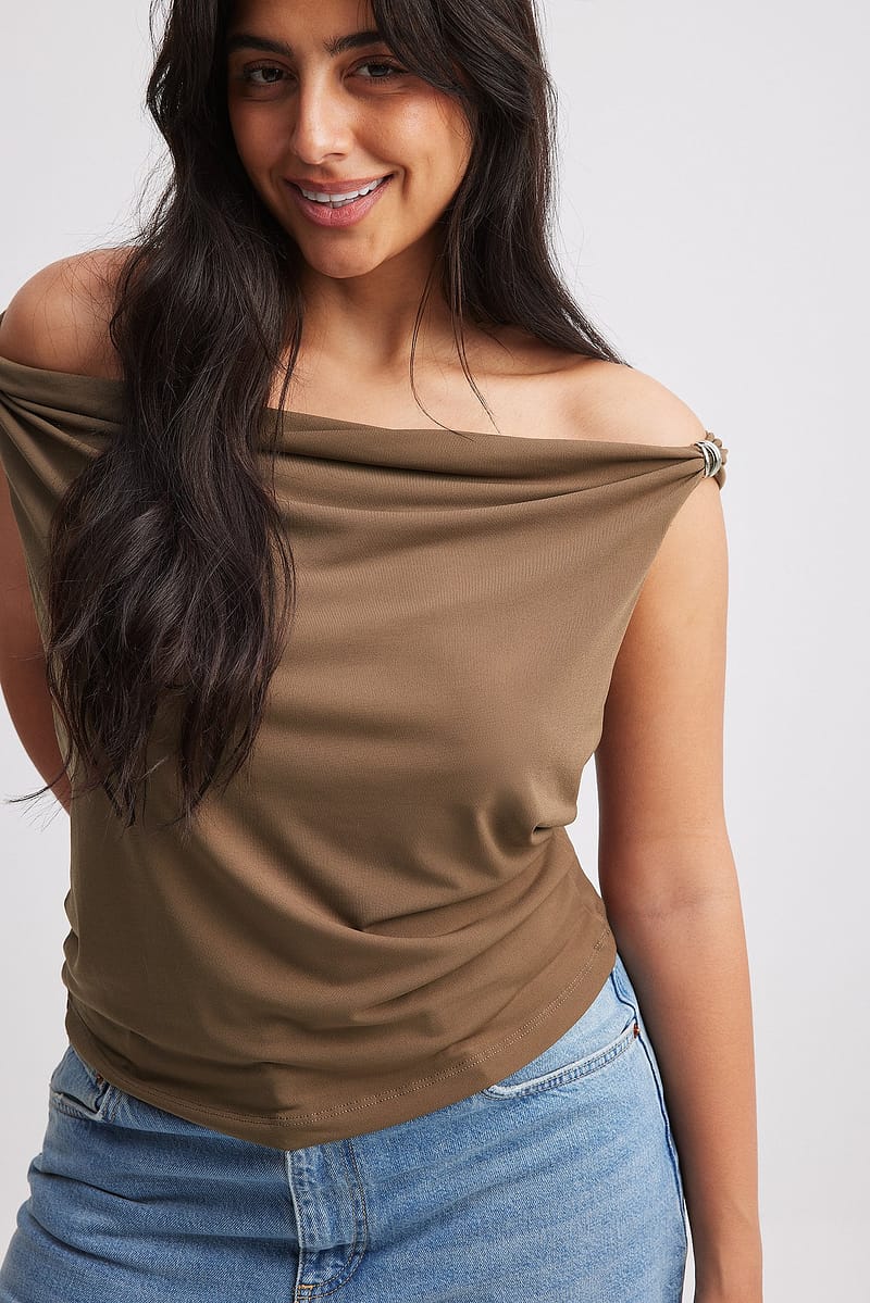 Off Shoulder Buckle Detail Top