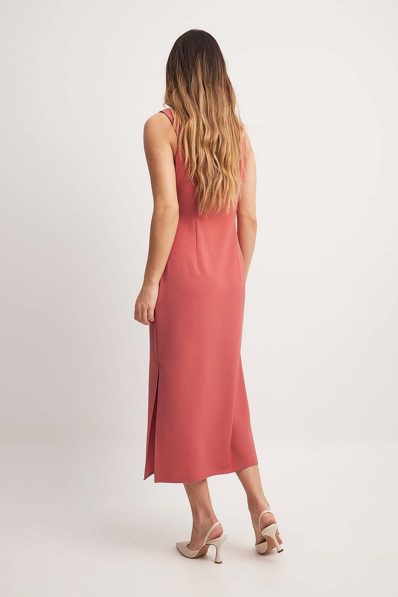 Fitted Square Neck Midi Dress