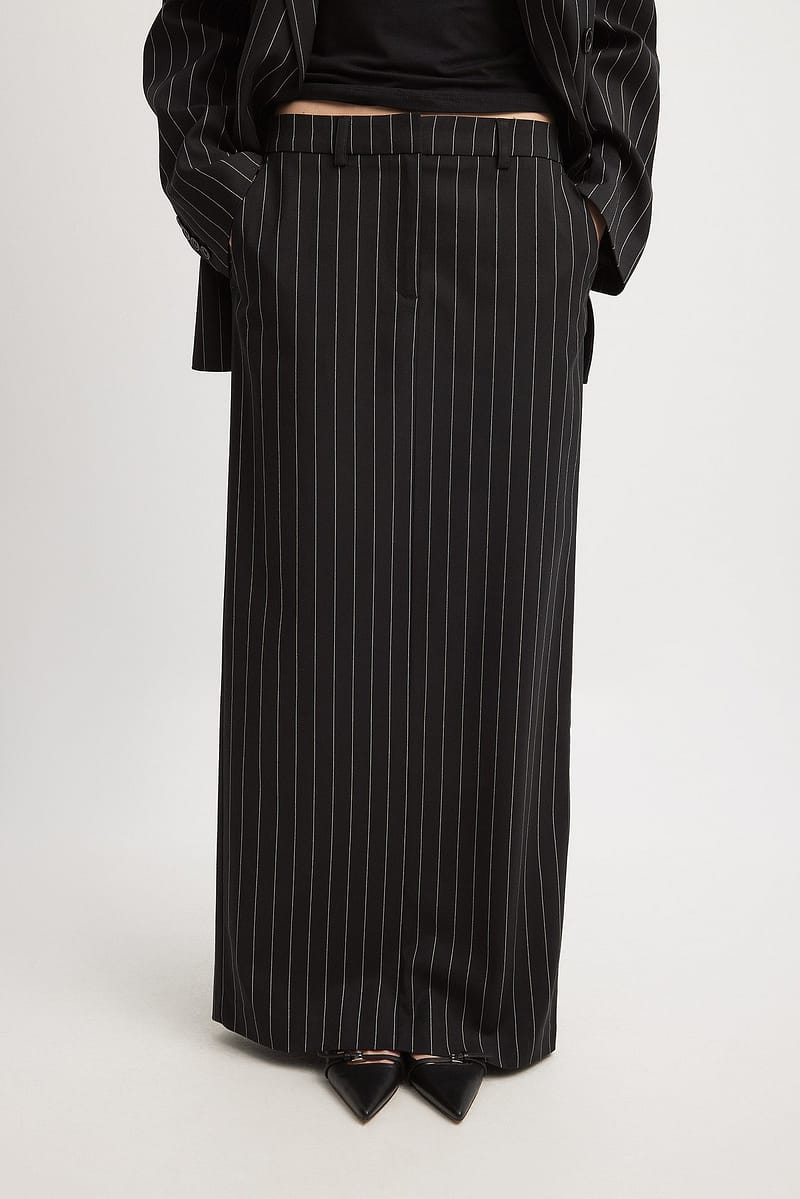 Striped Tailored Maxi Skirt