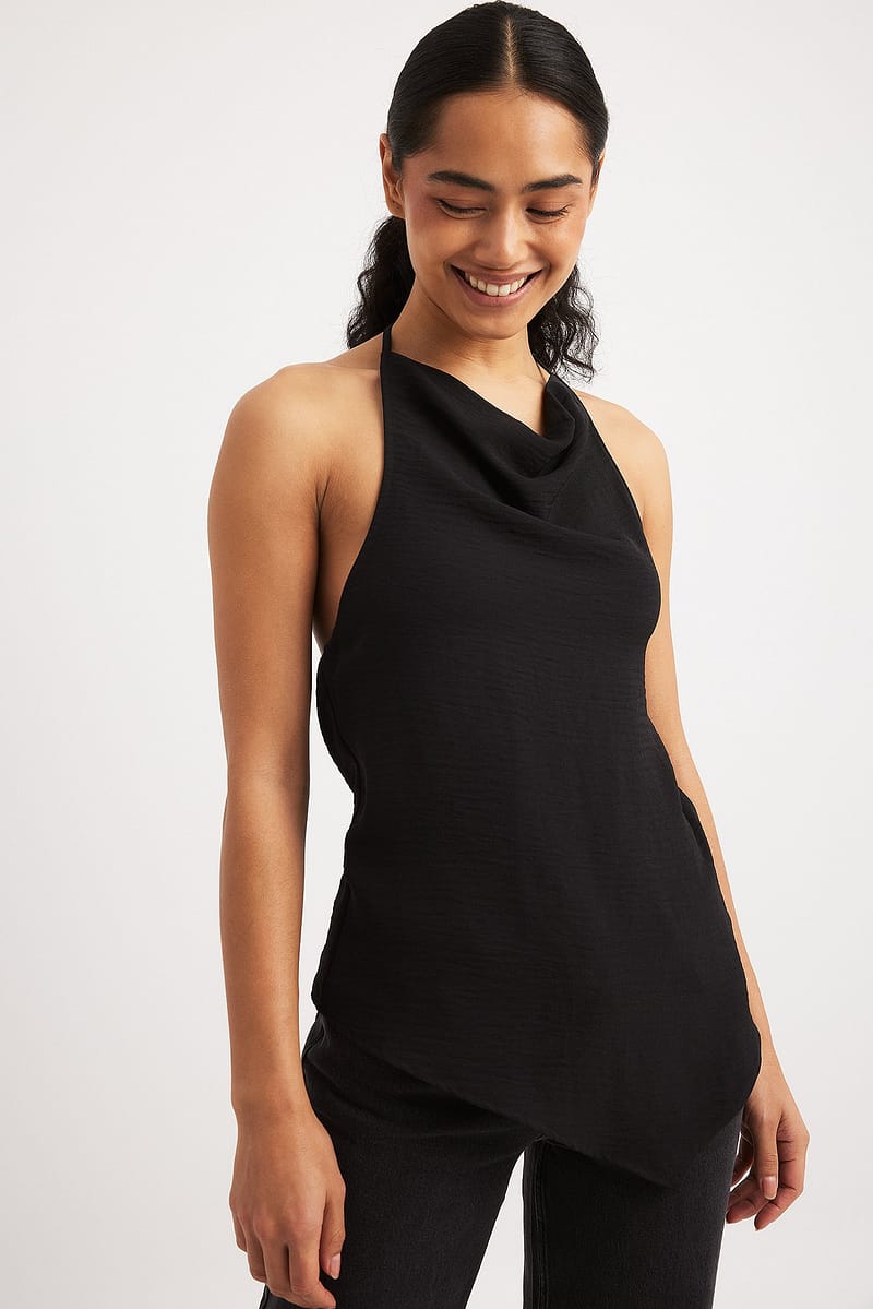 Funnel Neck Open Back Top