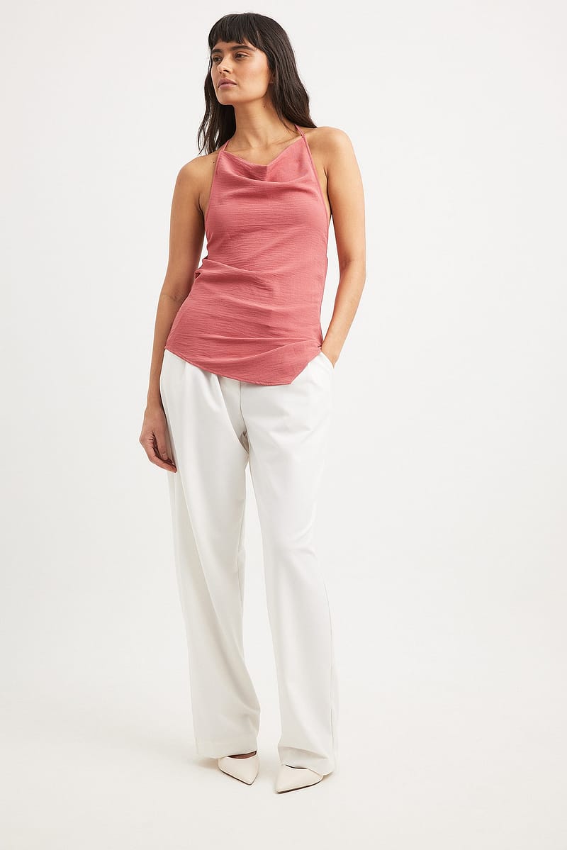 Funnel Neck Open Back Top