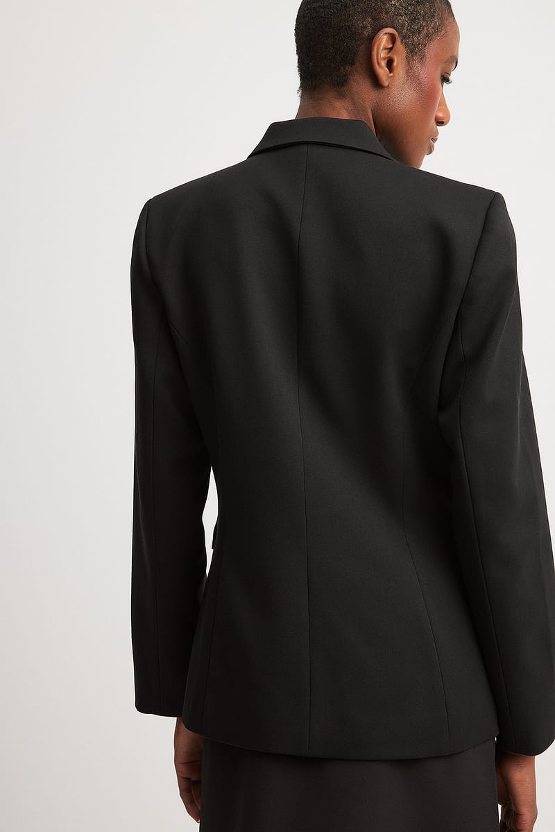 Fitted One Button Blazer - Black