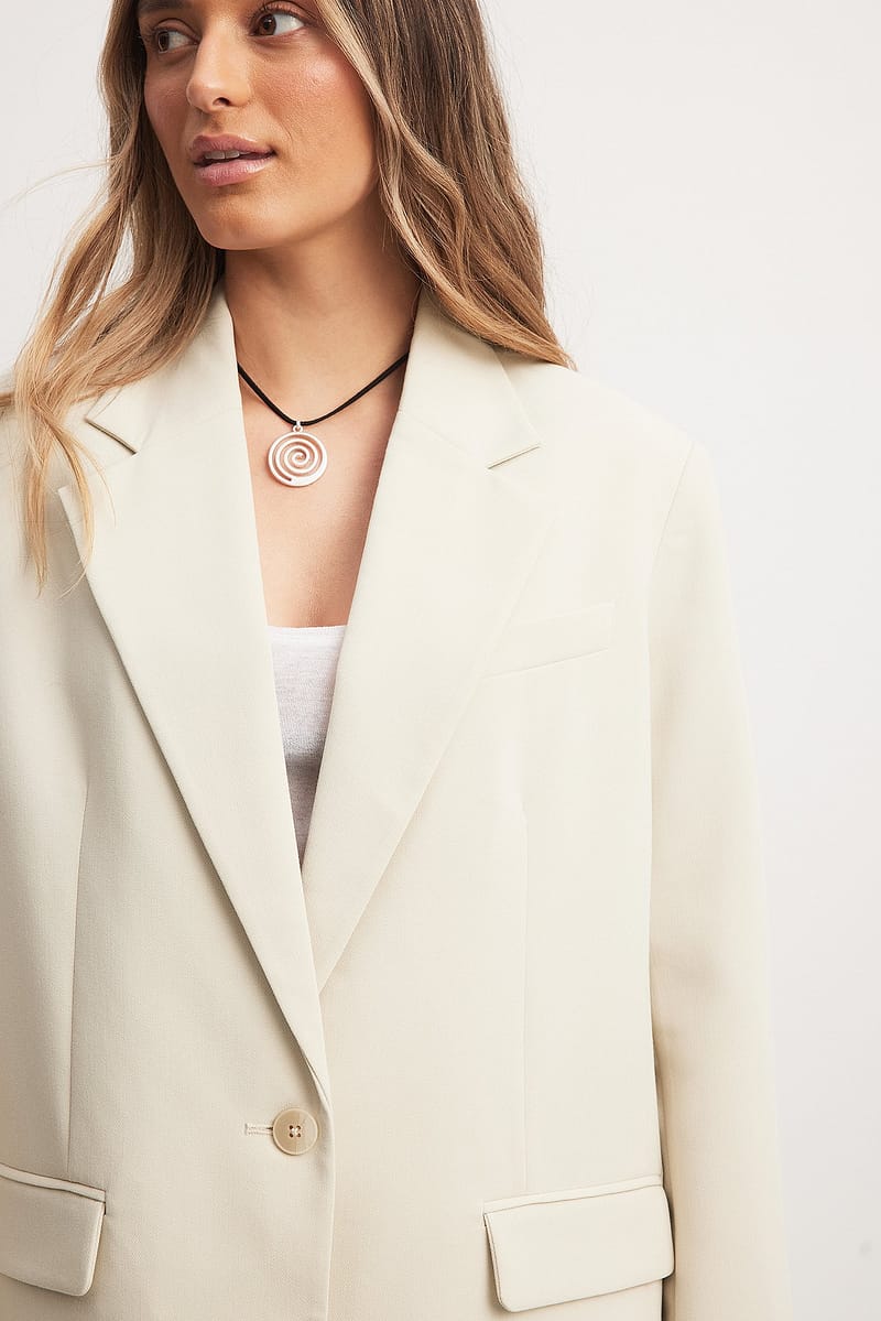 Maxi Oversized One Button Blazer - Offwhite