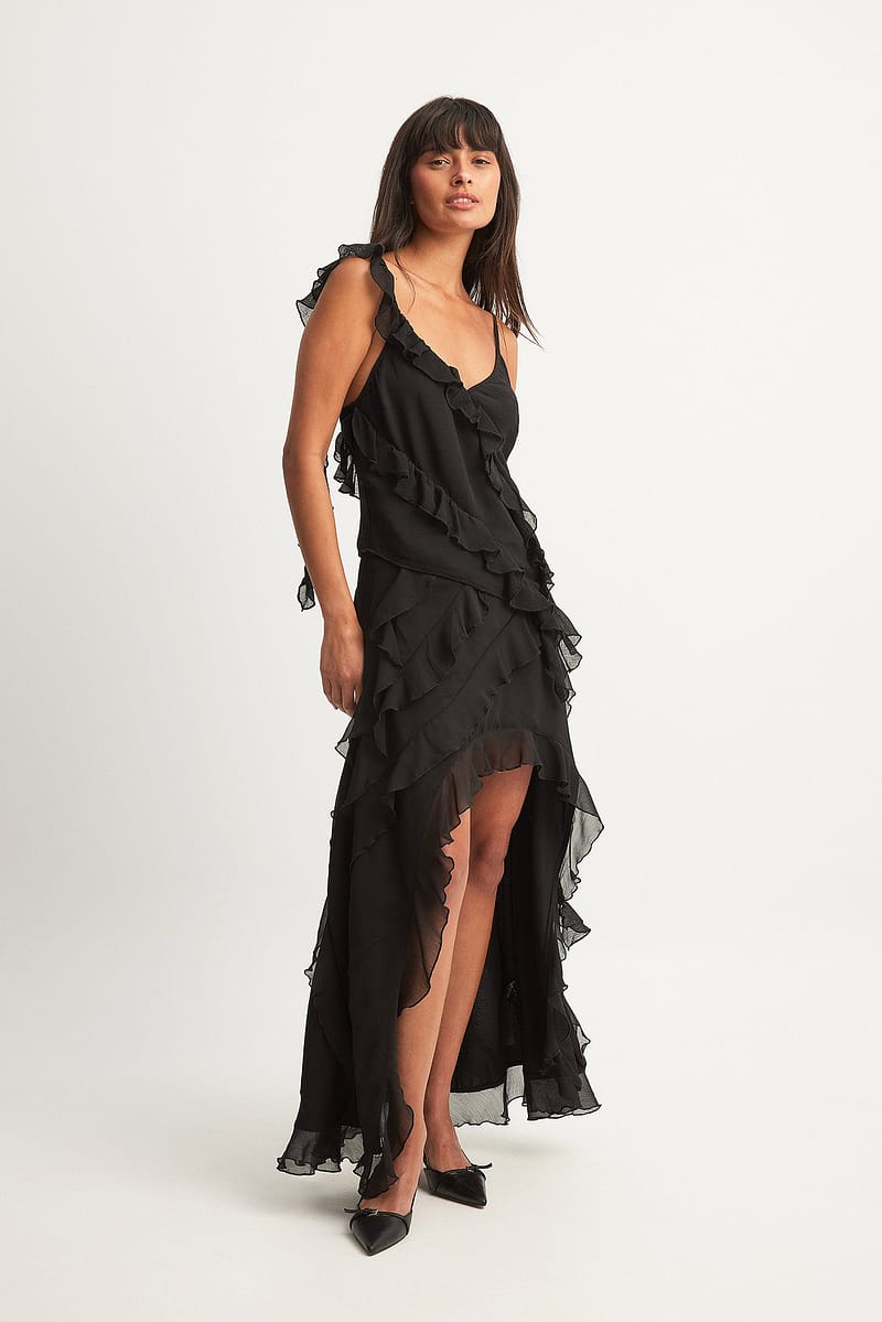 Chiffon Frill Detail Maxi Skirt