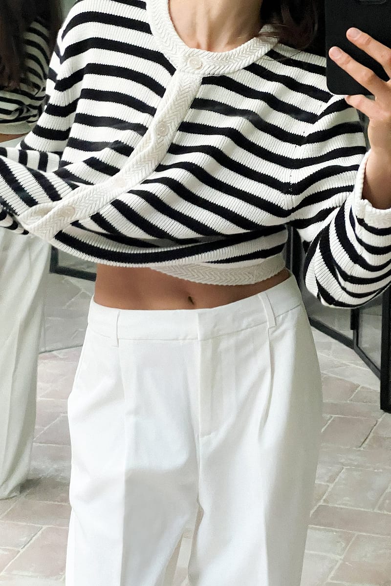 Striped Knitted Cardigan - Stripe