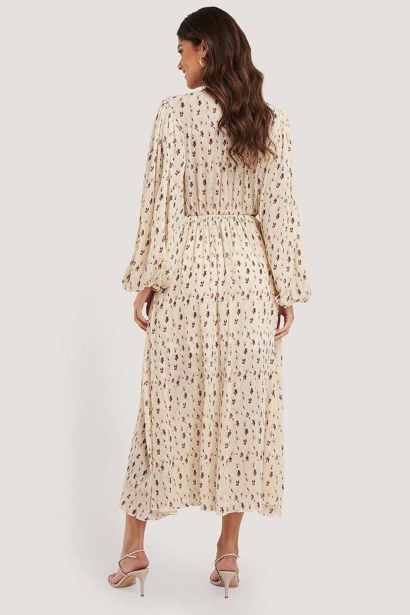 Balloon Sleeve Overlap Structured Dress