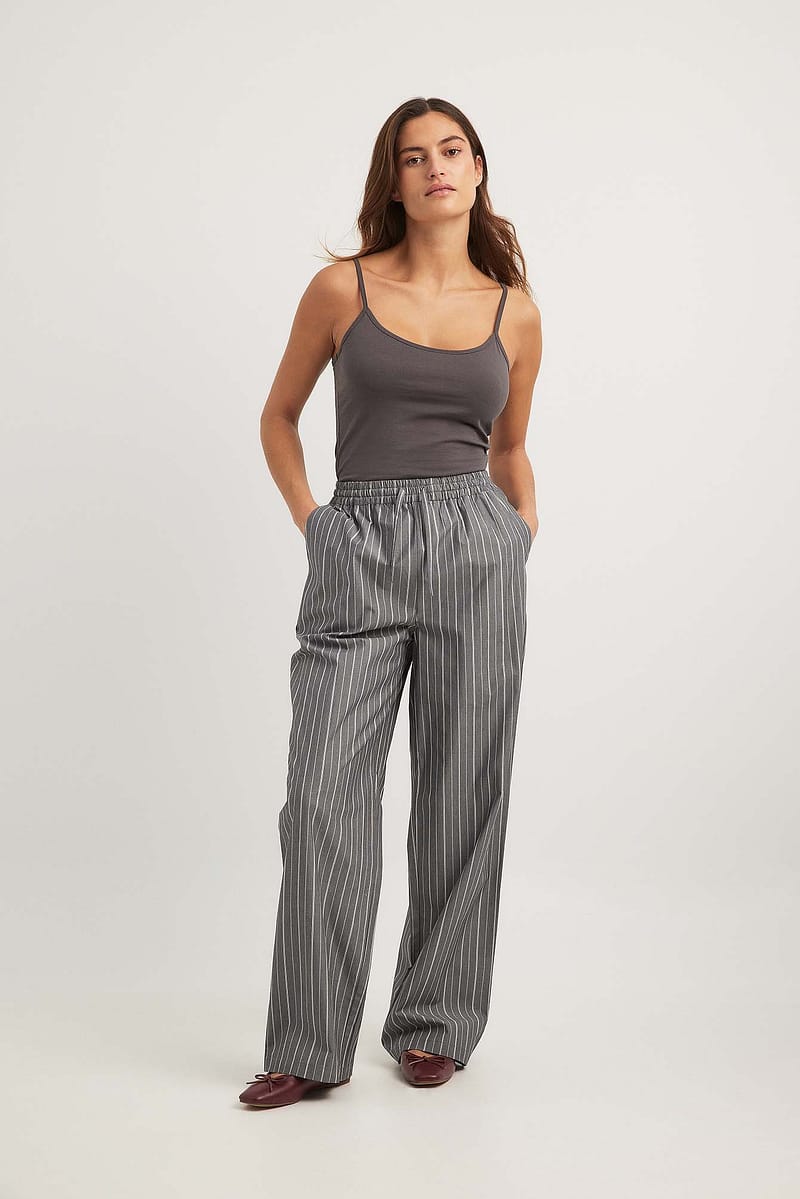 Striped Cotton Drawstring Pants
