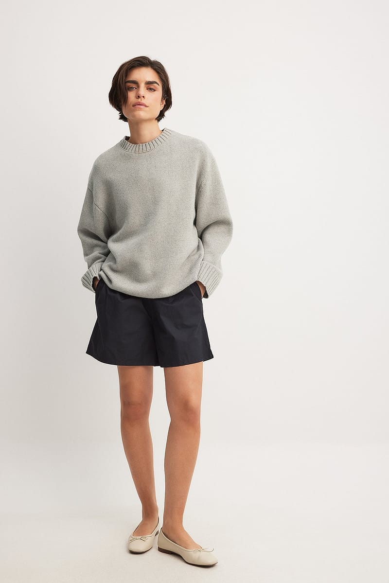 Cotton Elastic Waist Long Shorts