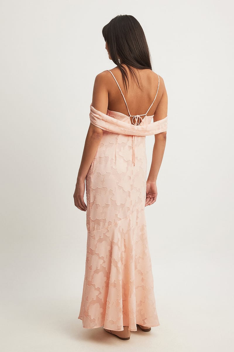 Off Shoulder Jacquard Maxi Dress