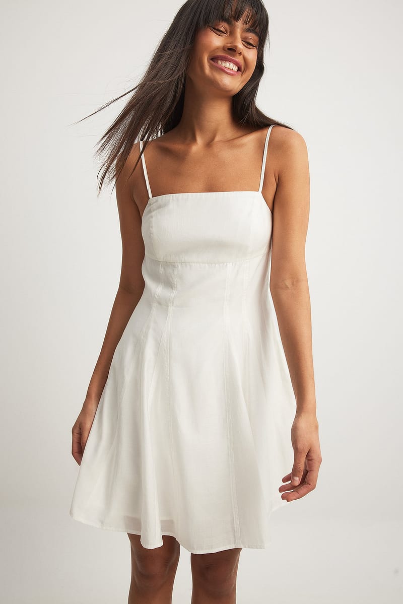 Open Back Strap Mini Dress - White