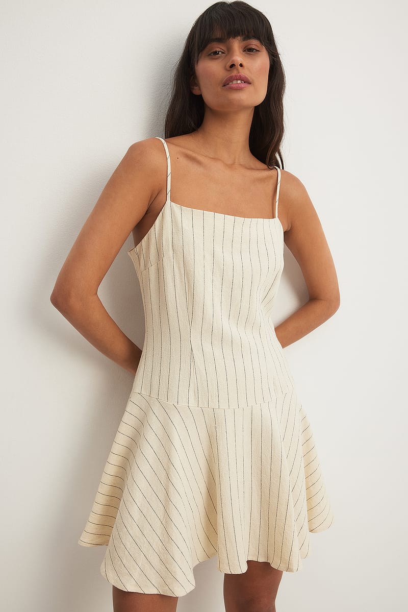 Linen Mix Pinstripe Mini Dress