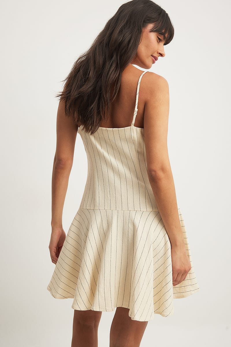 Linen Mix Pinstripe Mini Dress