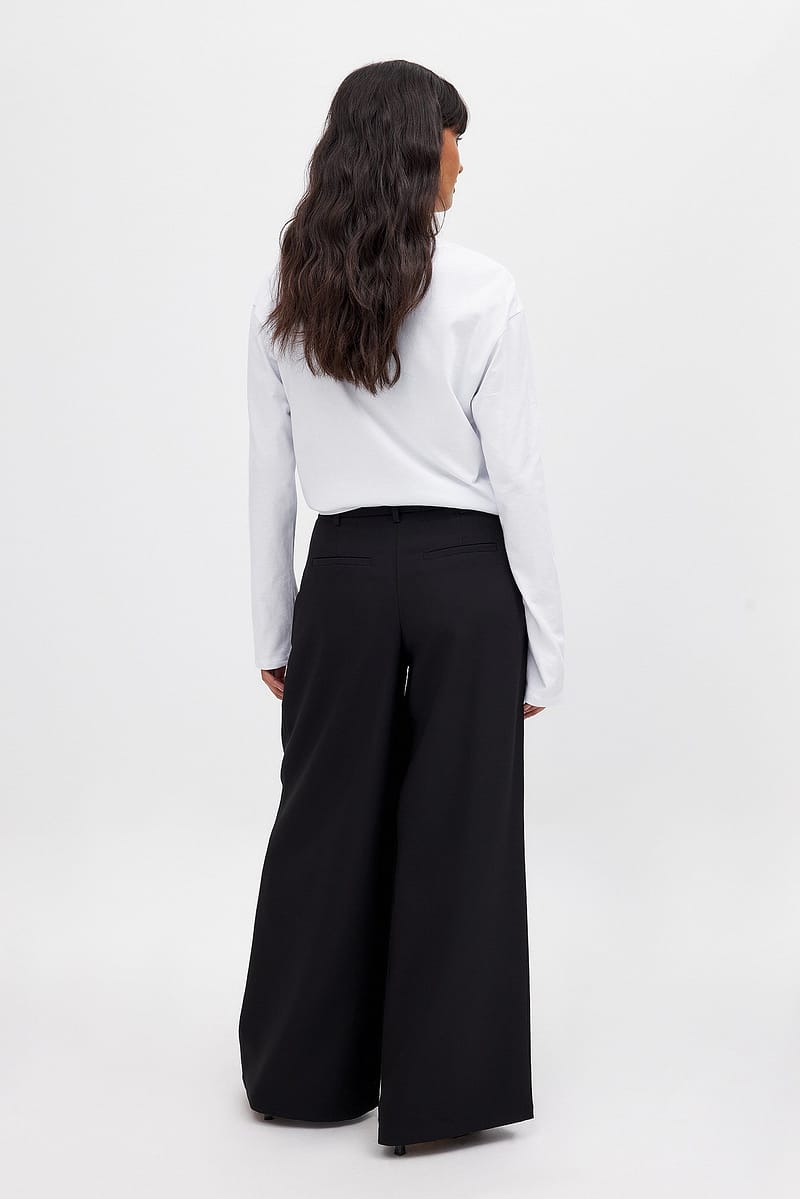 Wide High Waist Suit Pants - Black