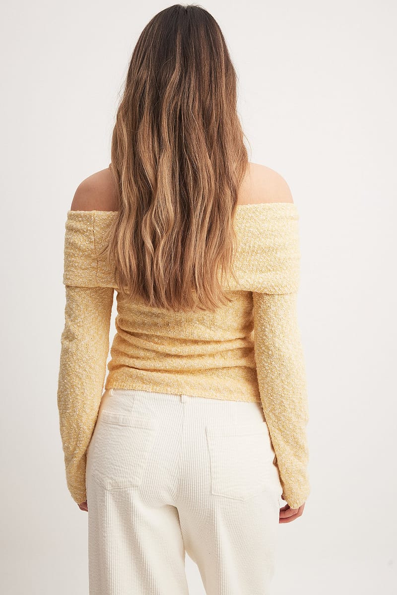 Off Shoulder Knitted Top - Yellow
