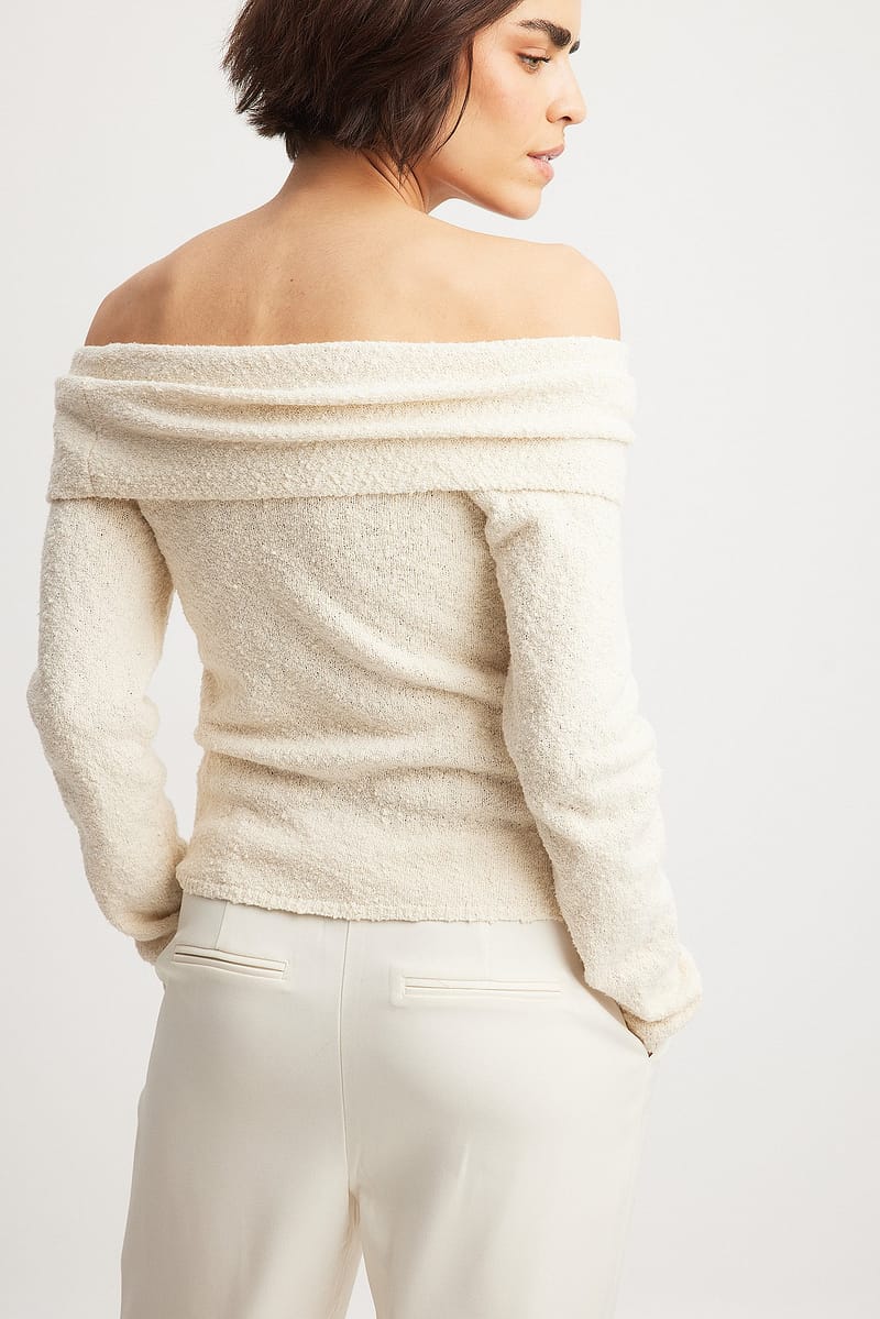 Off Shoulder Knitted Top - Offwhite