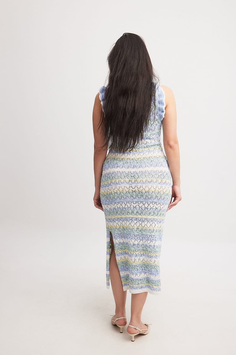 Knitted Striped Midi Dress - Stripe / Multicolor