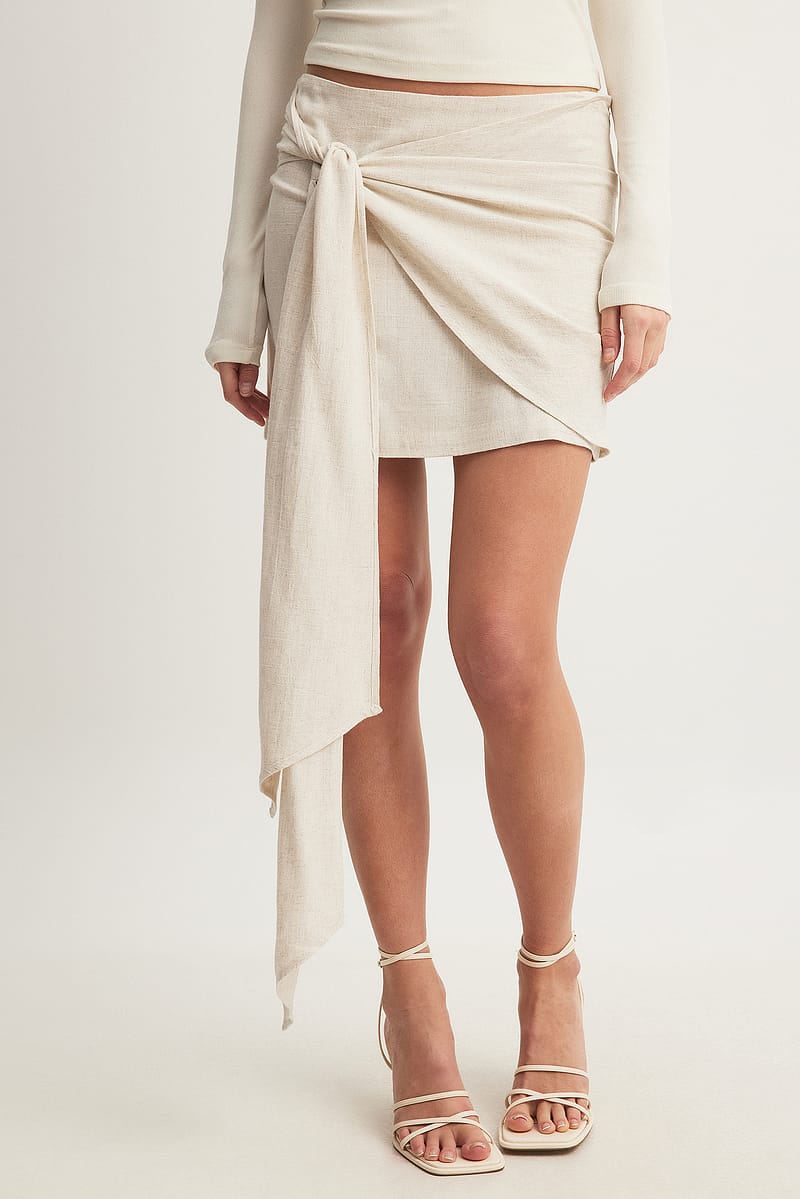 Linen Wrap Mini Skirt