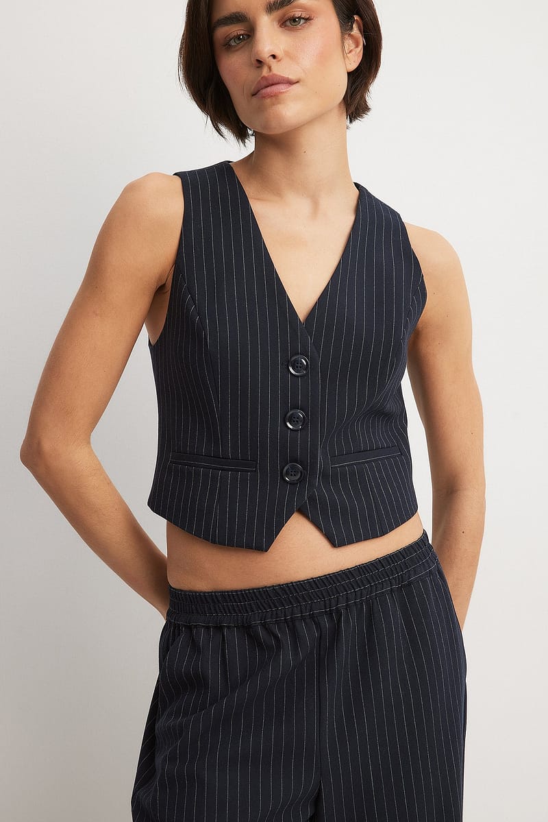 Striped Tailored Vest - Stripe / Navy