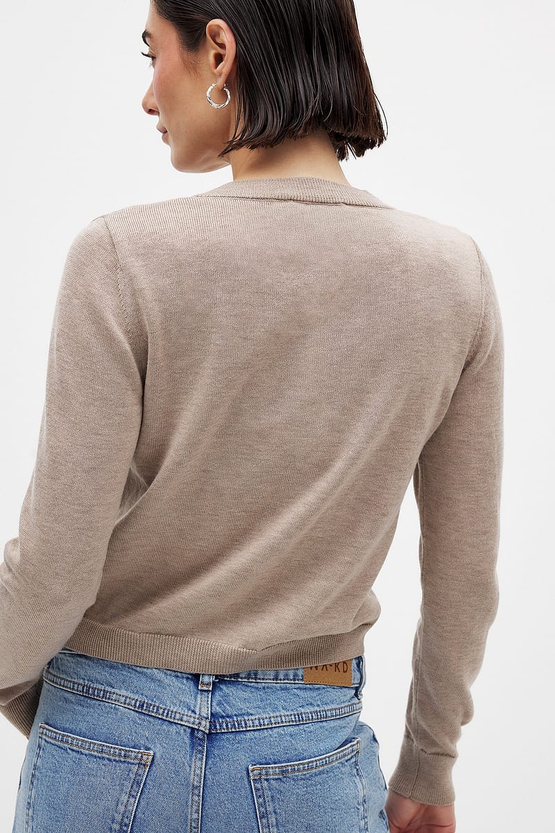 Fine Knitted Cardigan - Beige