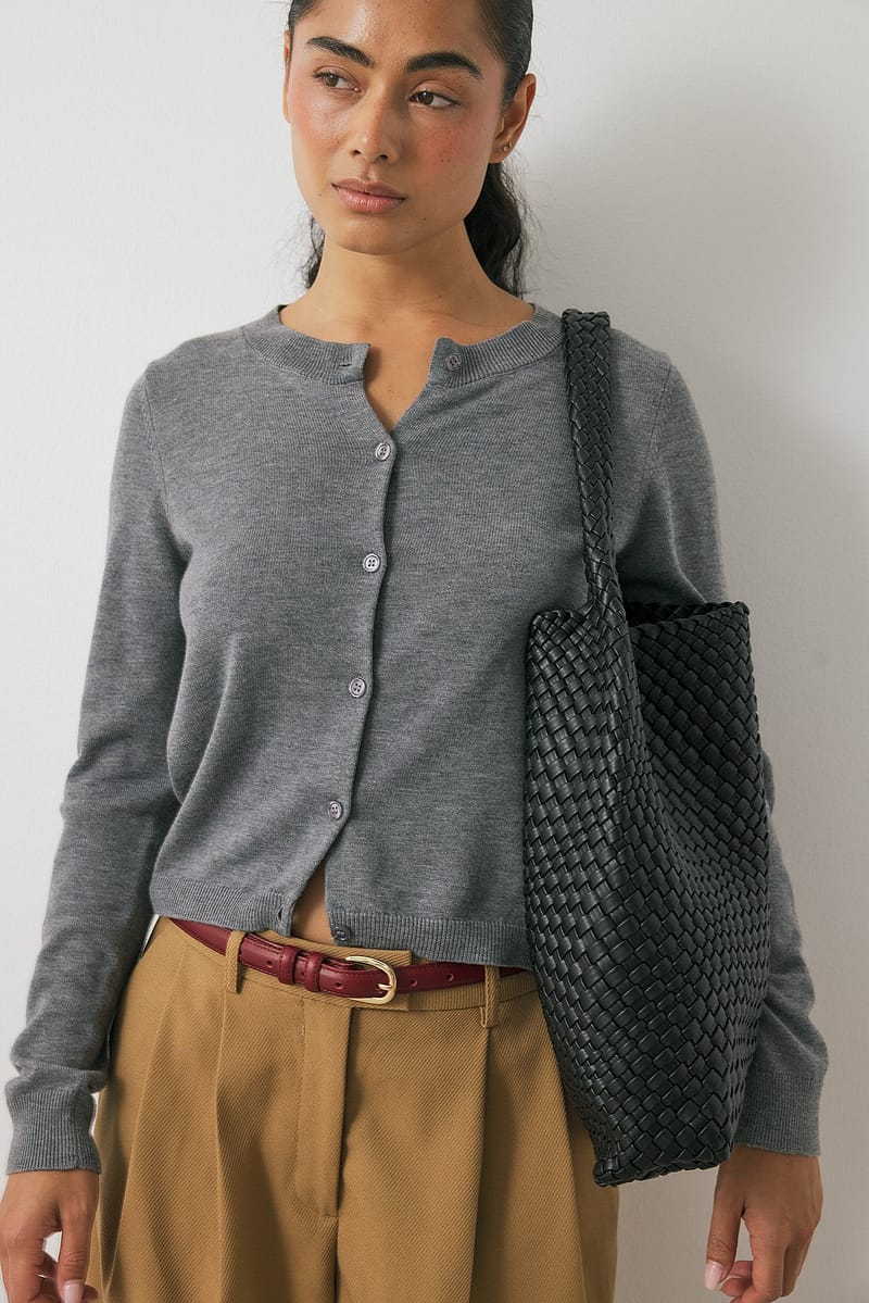 Fine Knitted Cardigan - Grey