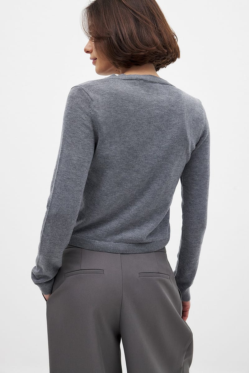 Fine Knitted Cardigan - Grey