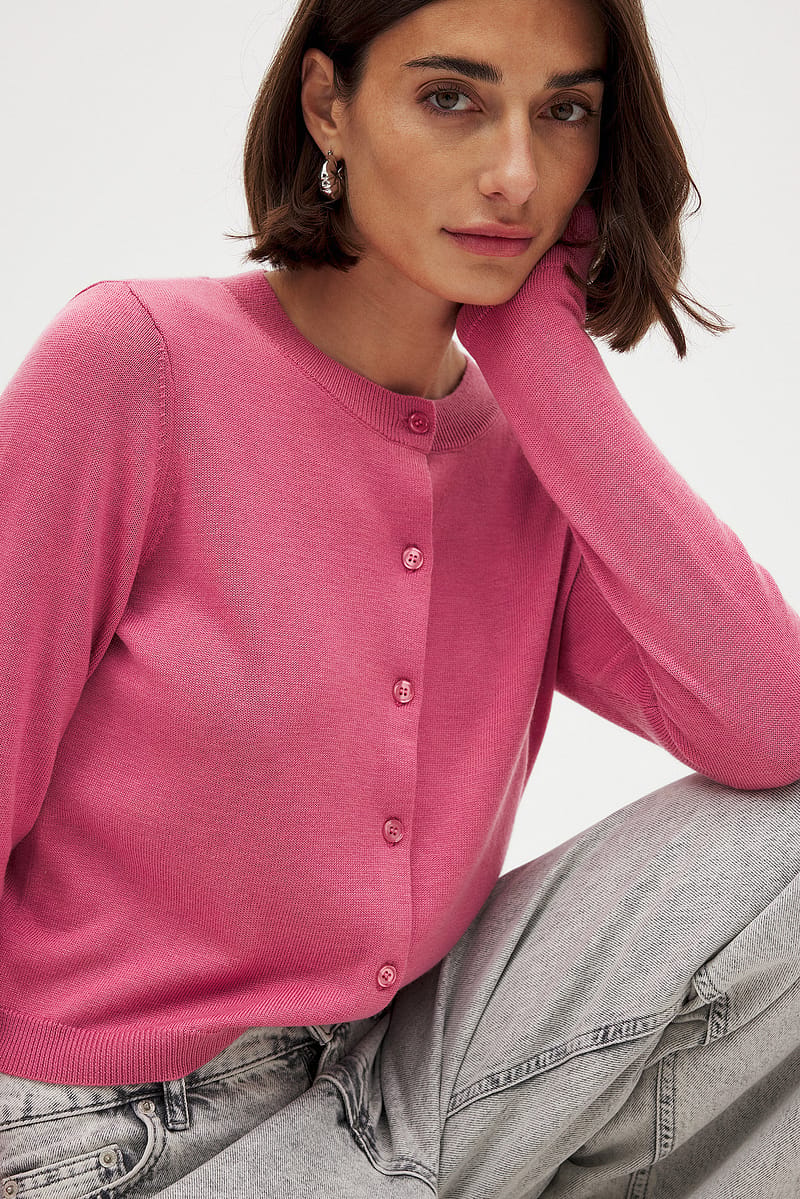 Fine Knitted Cardigan - Pink