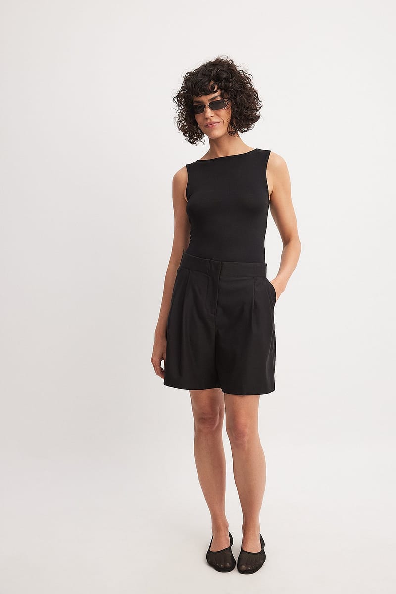 Viscose Mid Waist Bermuda Shorts