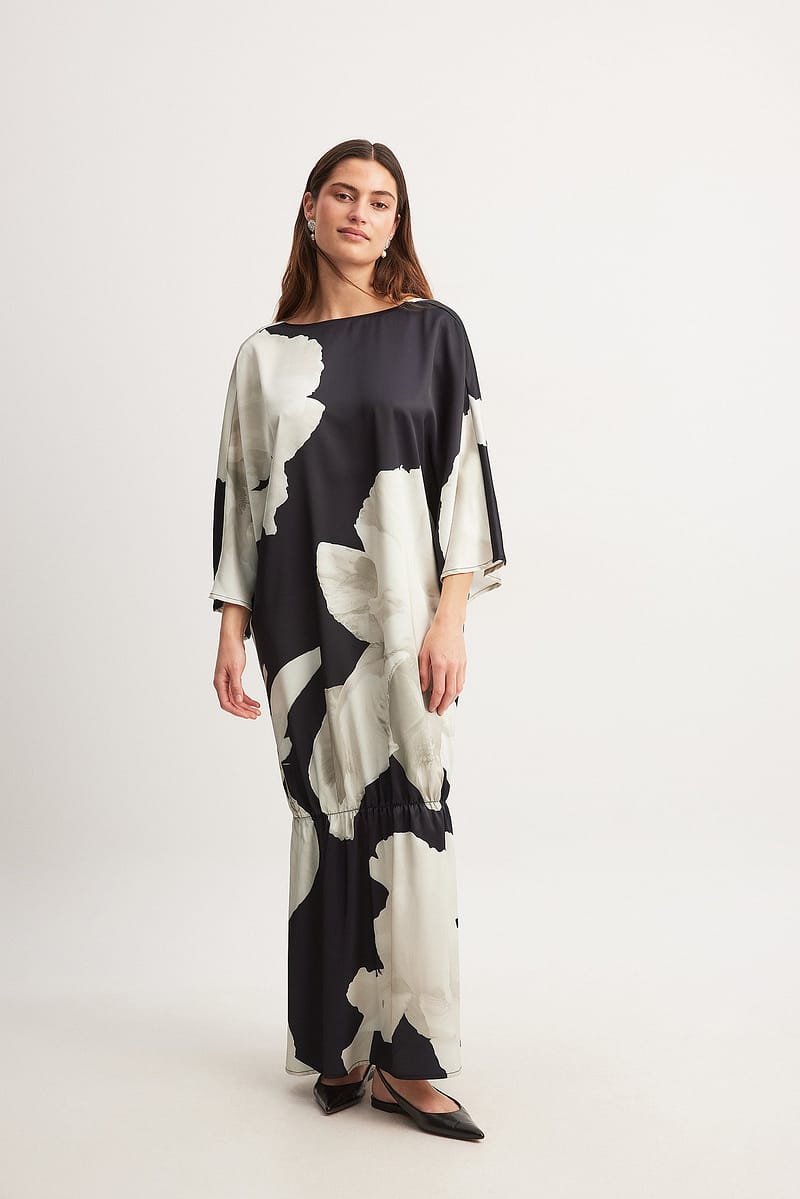 Printed Open Back Maxi Dress