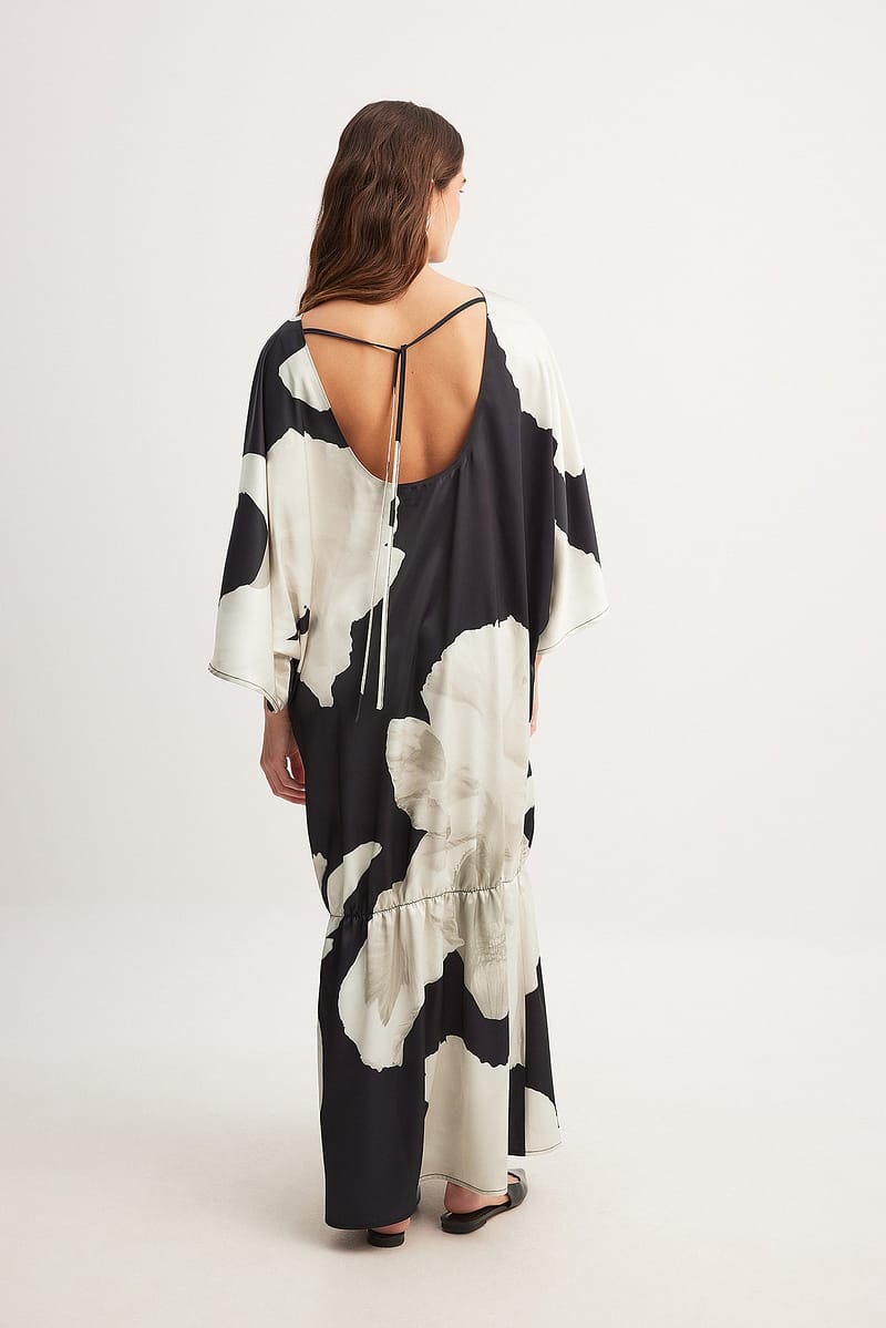 Printed Open Back Maxi Dress