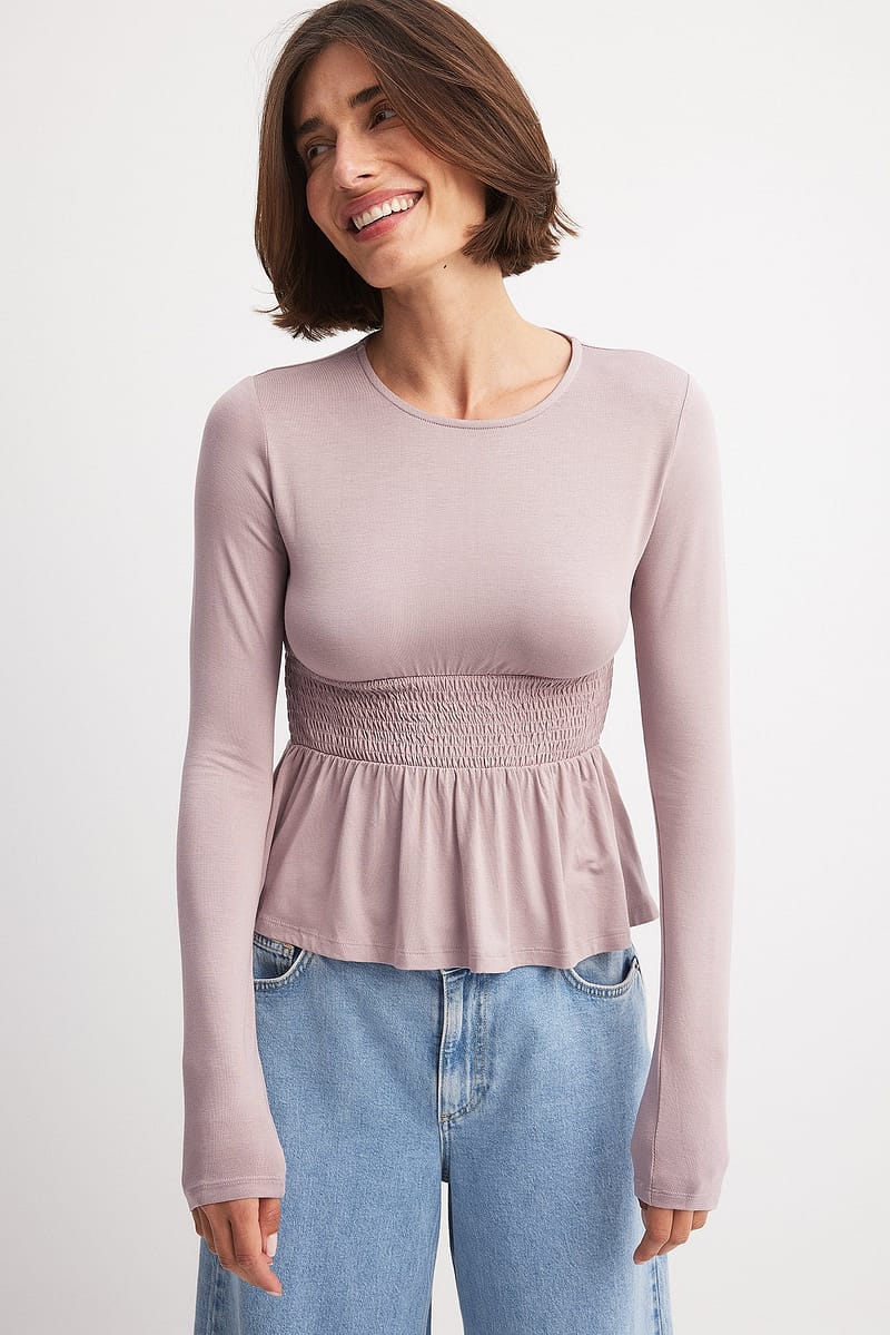 Long Sleeve Smock Top - Pink