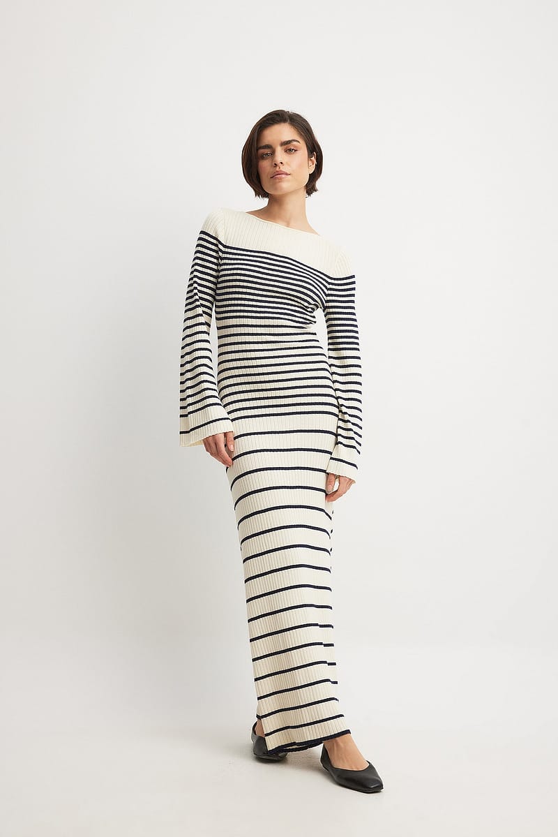 Fine Knitted Striped Midi Dress