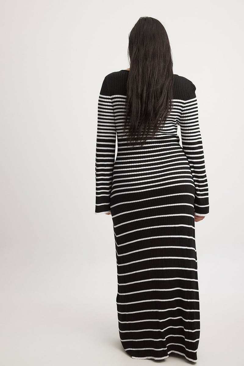 Fine Knitted Striped Midi Dress - Stripe
