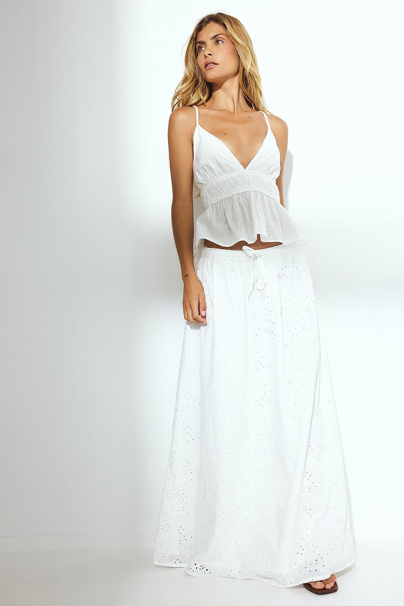 Anglaise Maxi Skirt - White