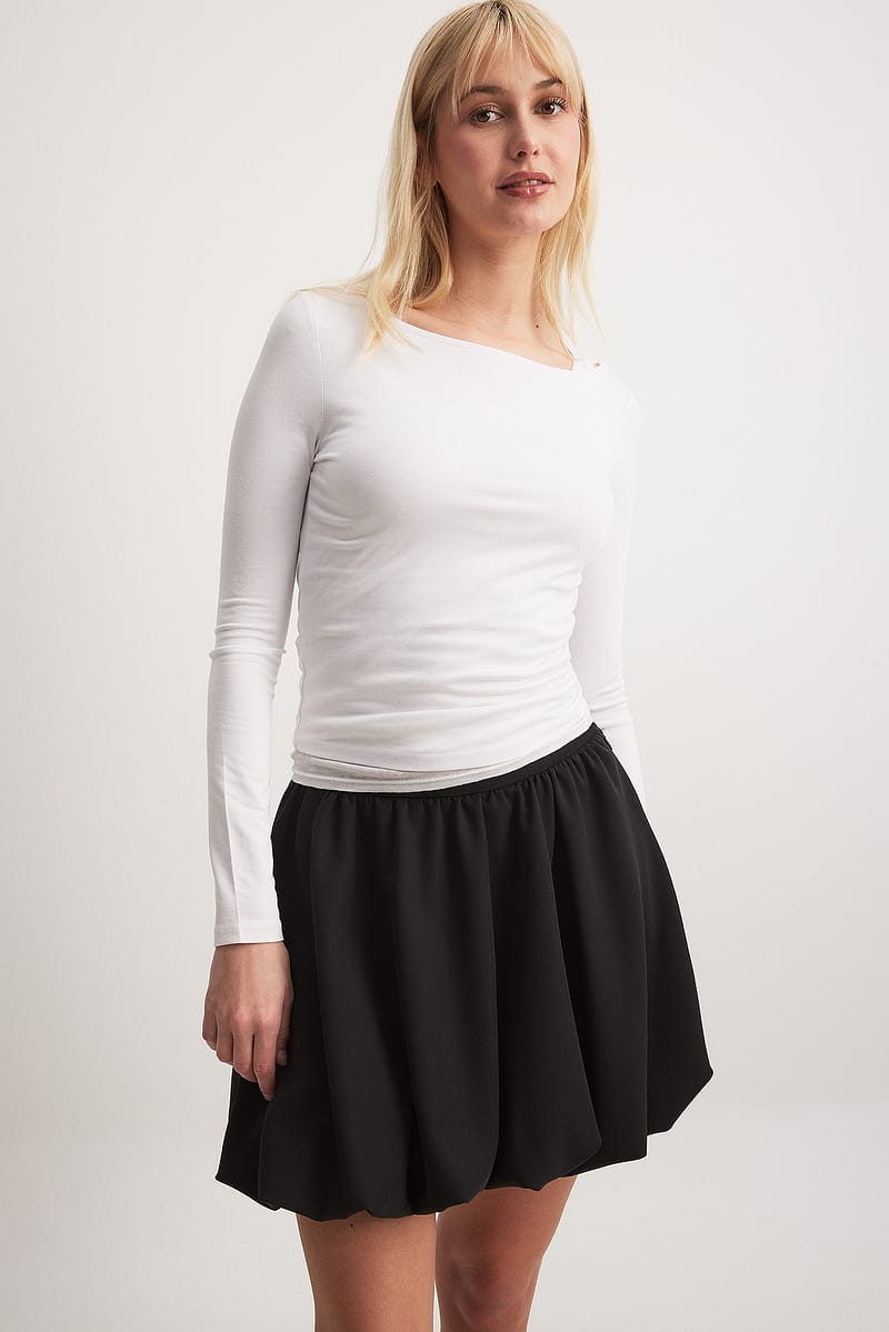 Bubble Hem Mini Skirt - Black