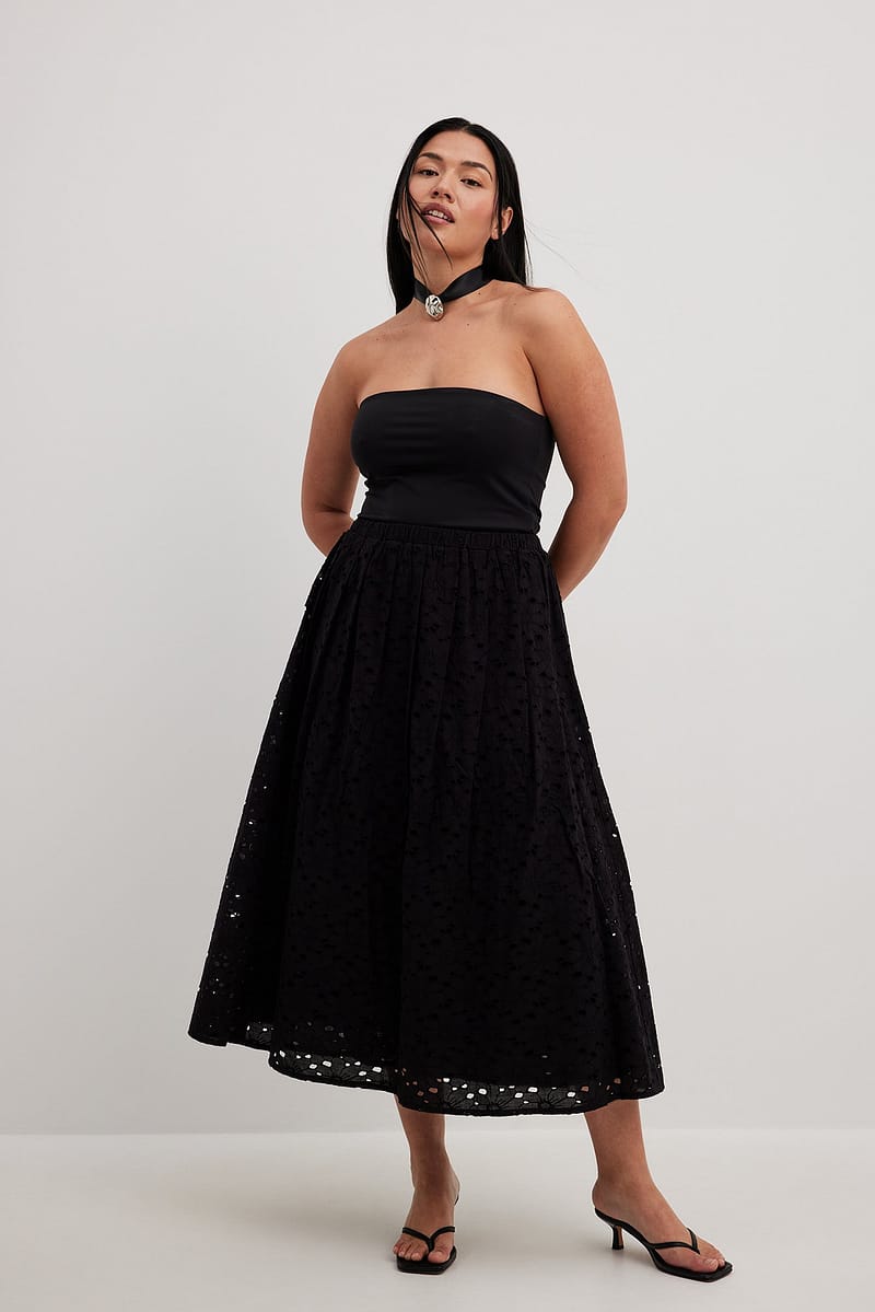 Broderie Anglaise Midi Skirt