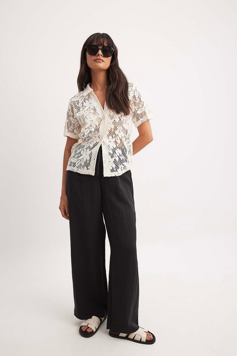 Lyocell Elastic Waist Pants - Black
