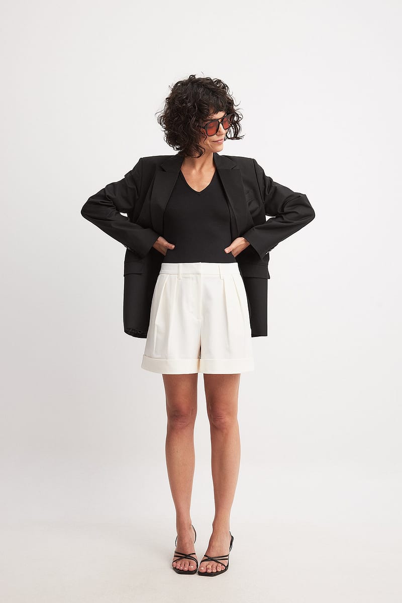 Fold Up Wide Leg High Waist Shorts