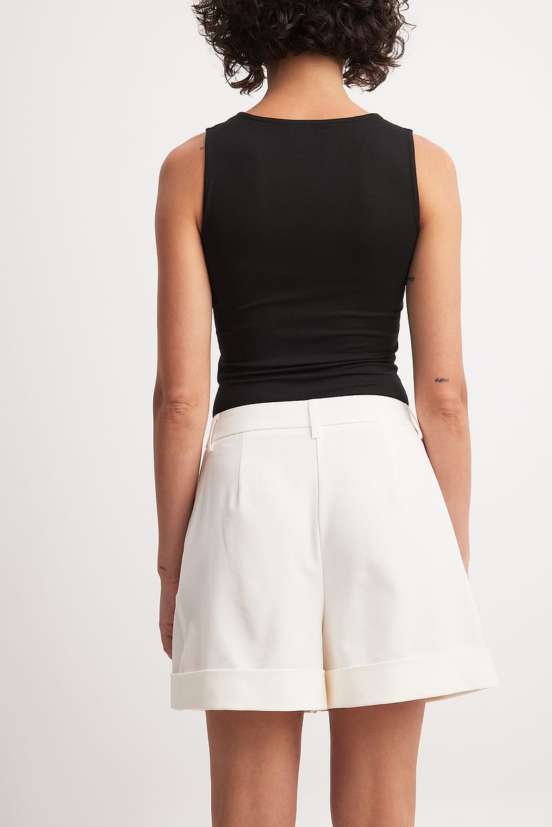 Fold Up Wide Leg High Waist Shorts