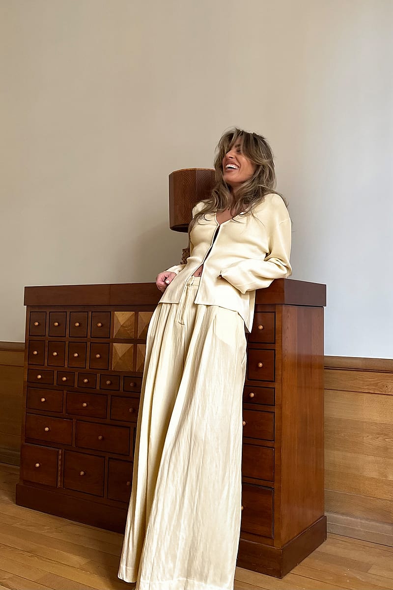 Lyocell Loose Mid Waist Suit Pants