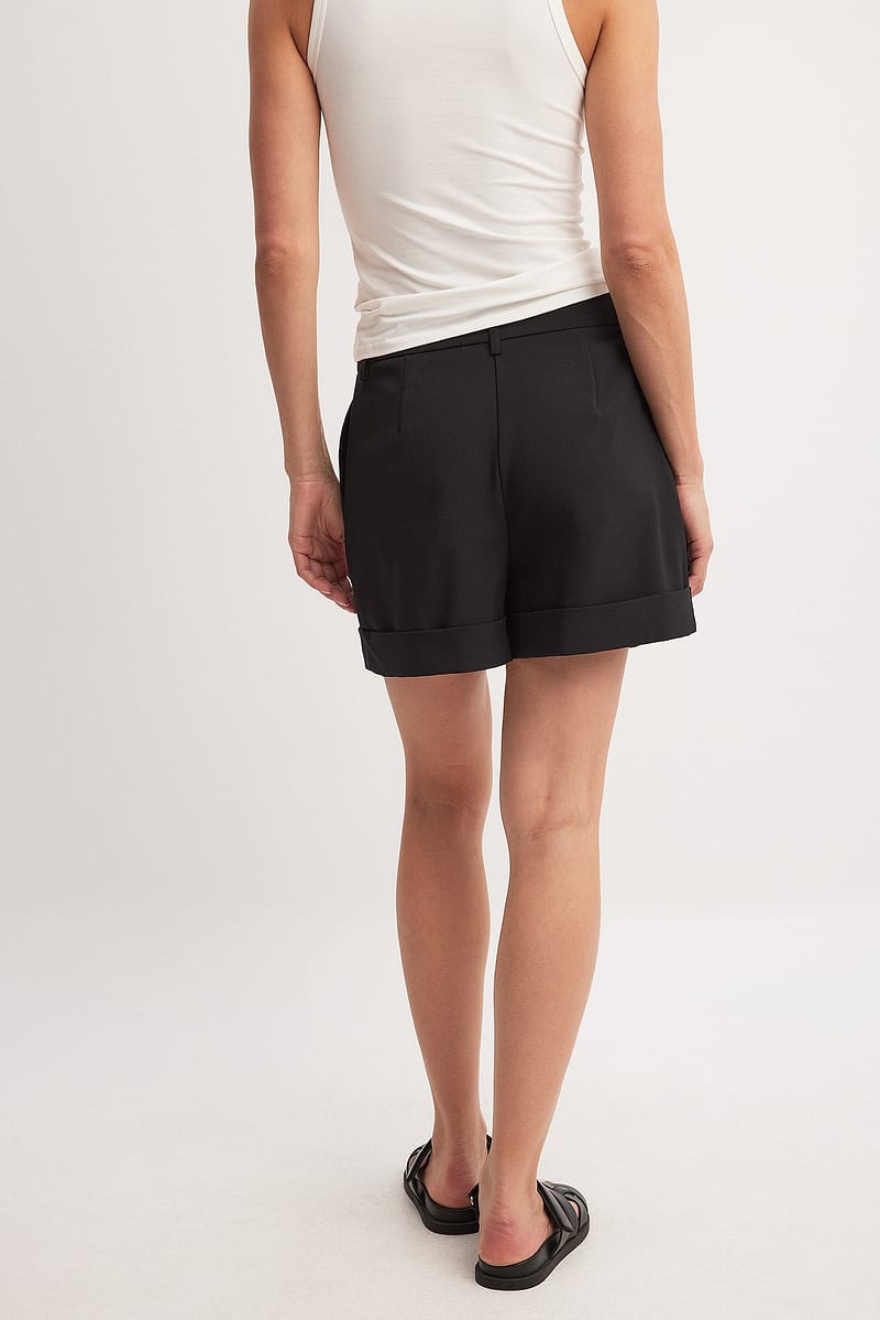 Fold Up Wide Leg High Waist Shorts