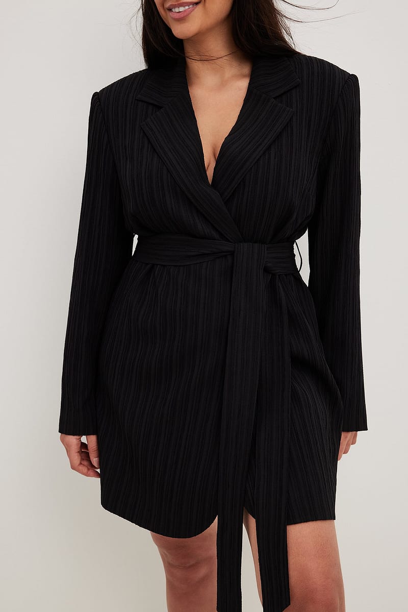 Structured Overlap Mini Blazer Dress