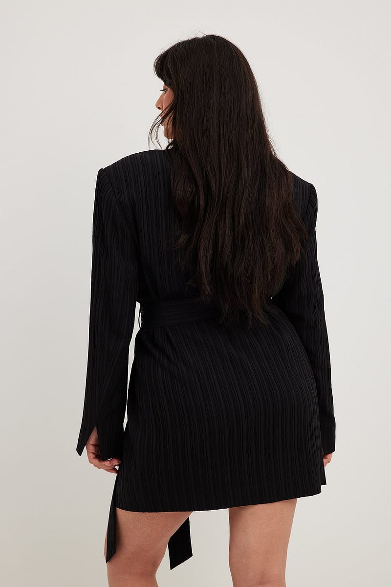 Structured Overlap Mini Blazer Dress