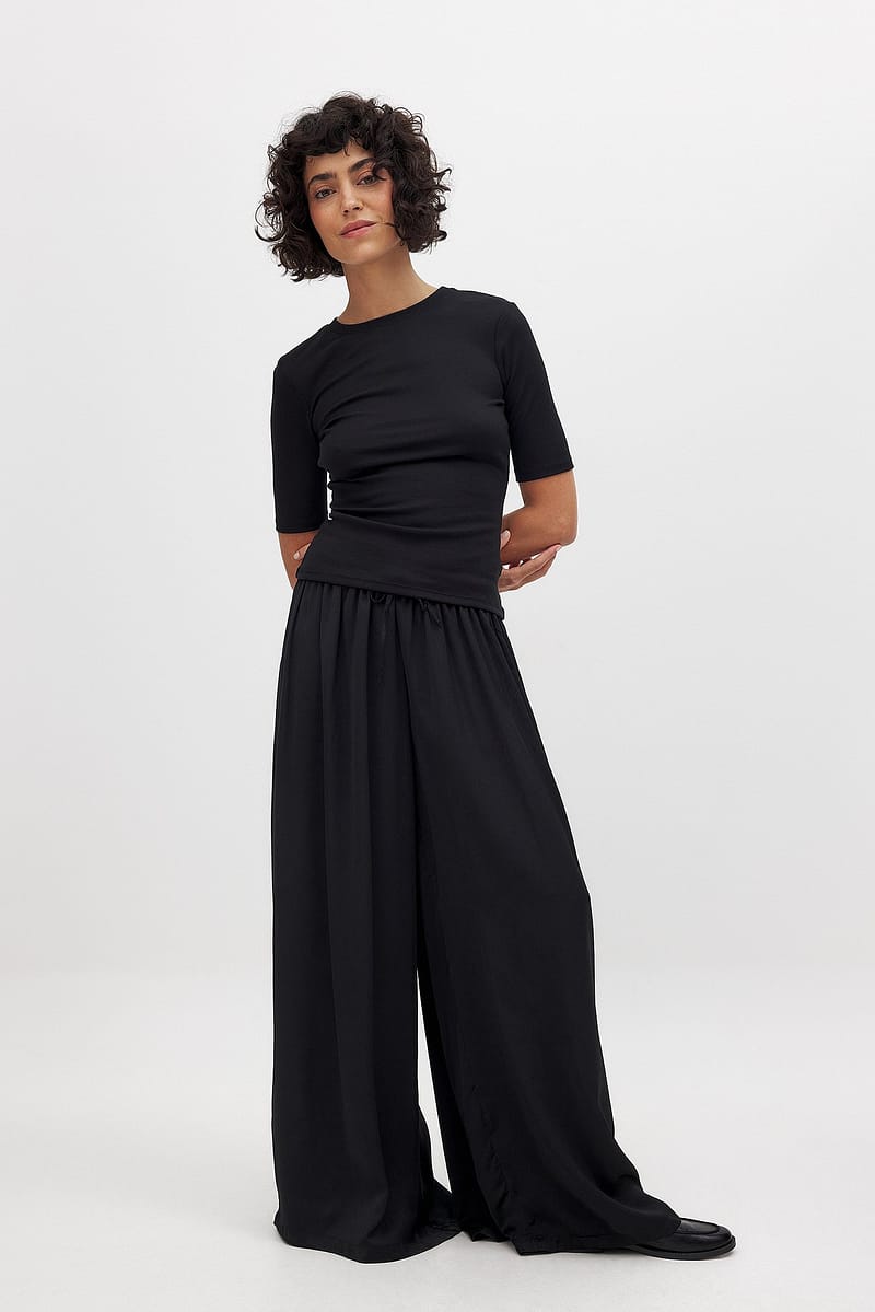 High Waist Wide Leg Pants - Black