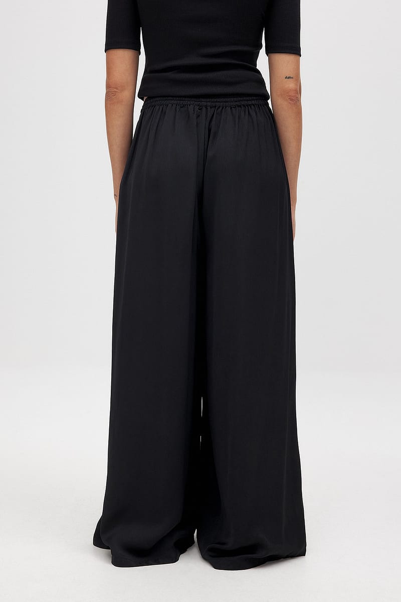 High Waist Wide Leg Pants - Black