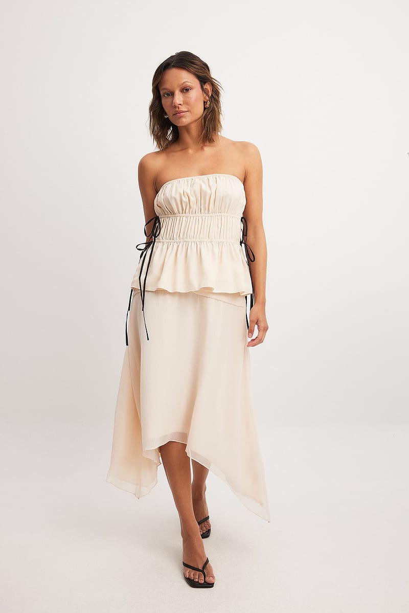 Gathered Midi Skirt - Offwhite