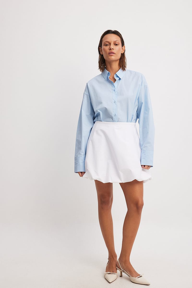 Ballon Hem Mini Skirt - White